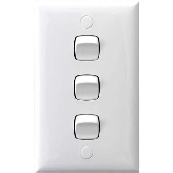 HPM 3 Gang Wall Switch White