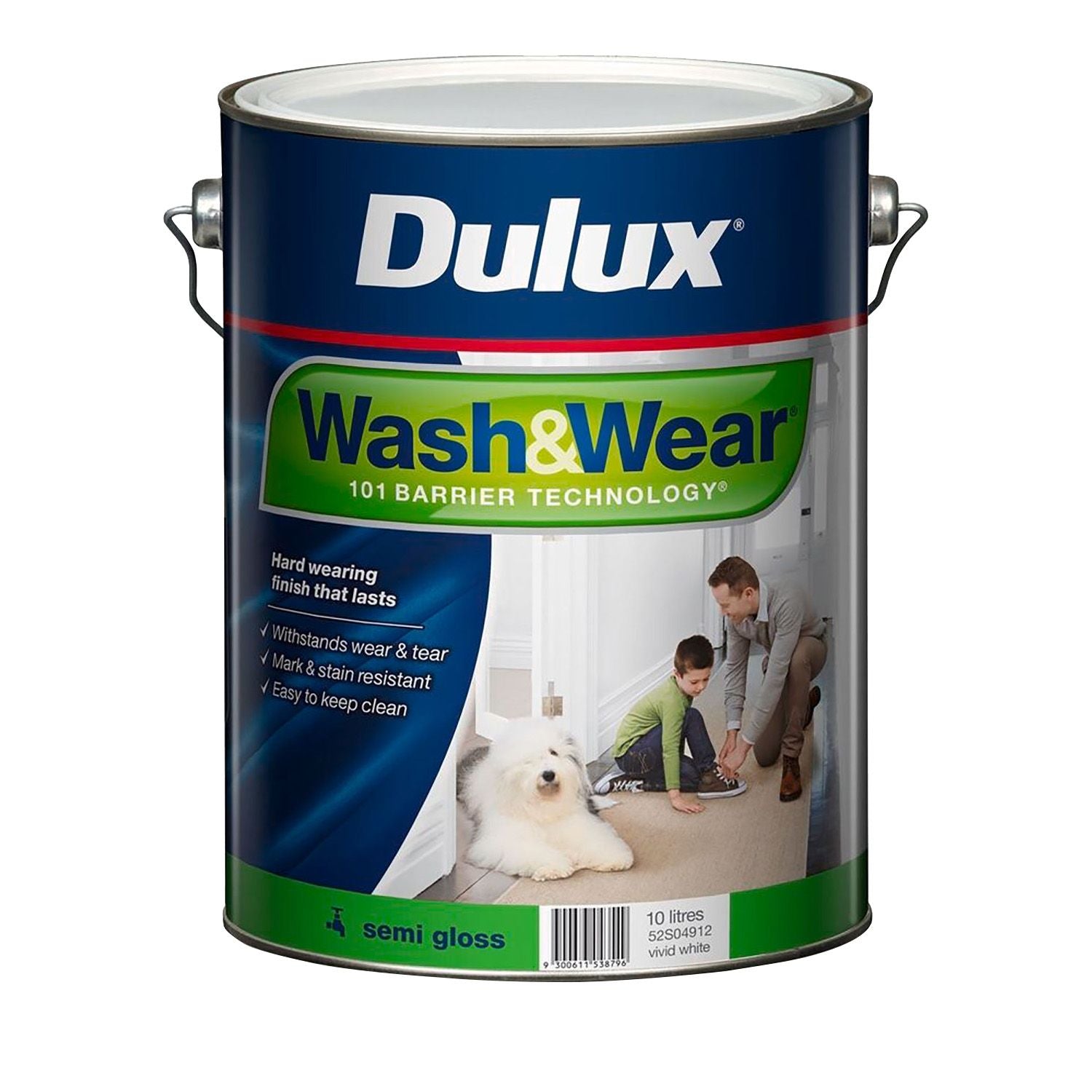 Dulux Wash & Wear Interior Semi Gloss Vivid White 10L