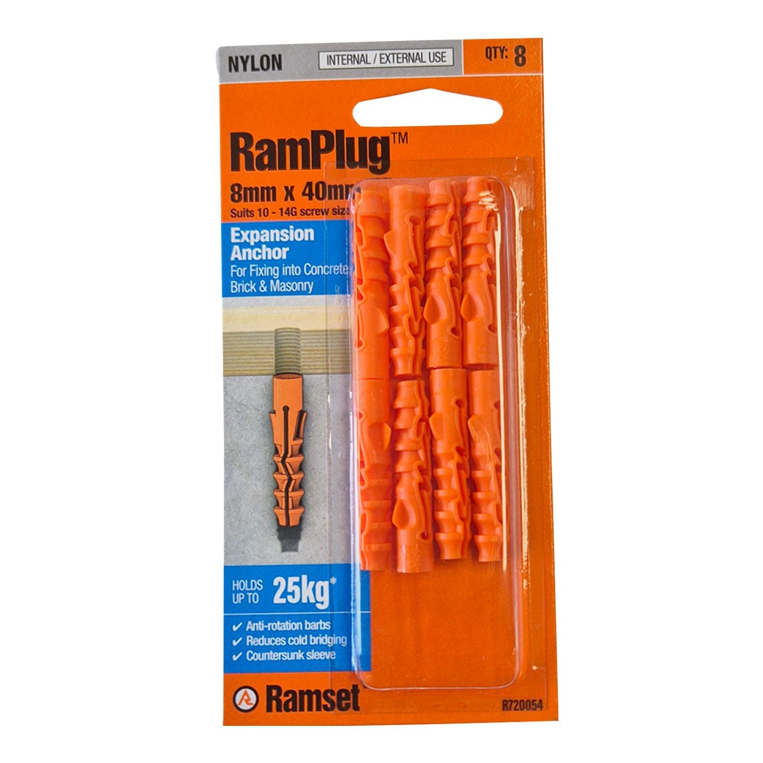 Ramset U-Long 10 x 80mm Anchor Flat RamPlug 10pk