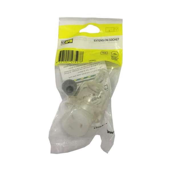 HPM 10AMP Electrical Extension Cord Socket End Clear