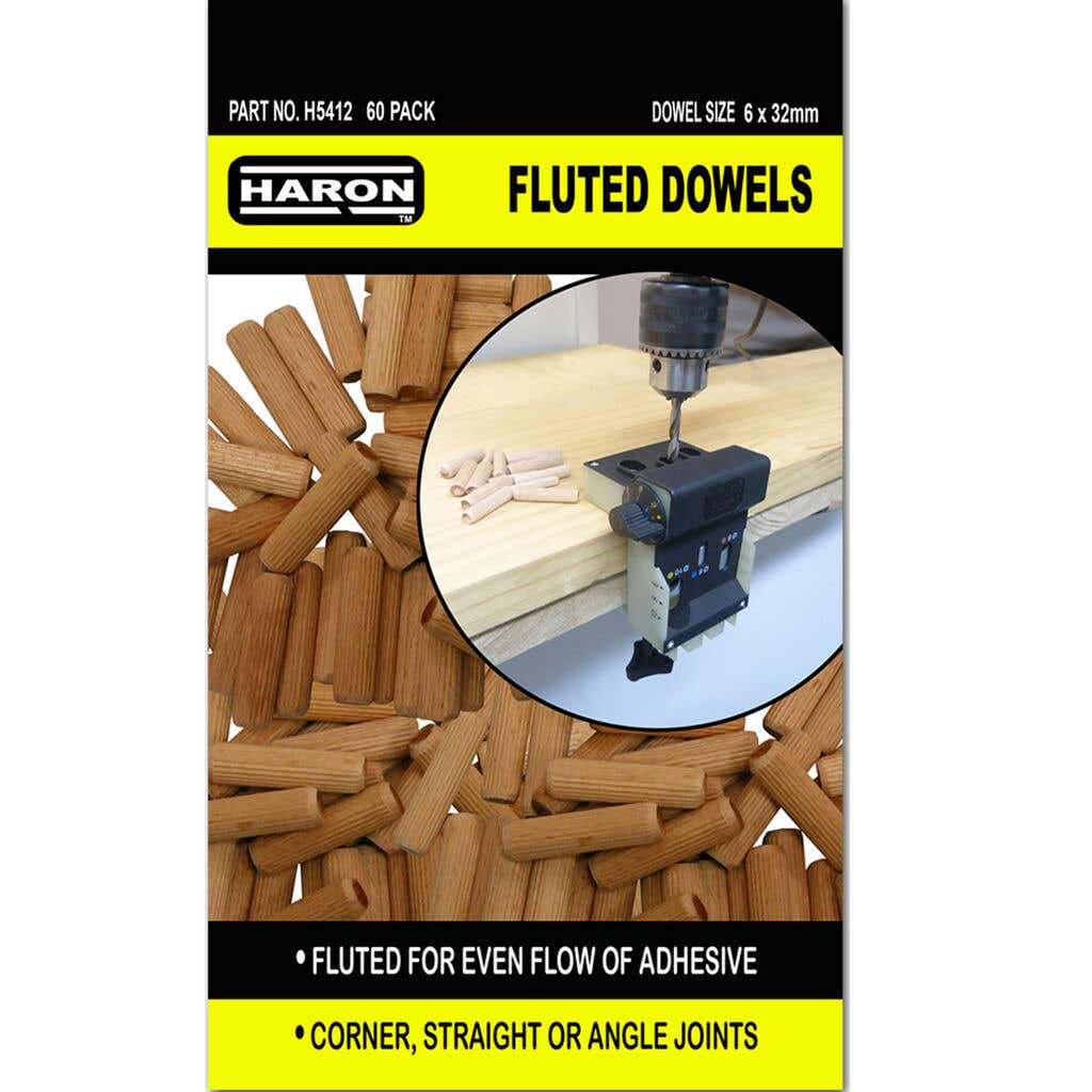 Haron Fluted Dowels 6 x 30mm (60 Piece Pack) 60 Piece
