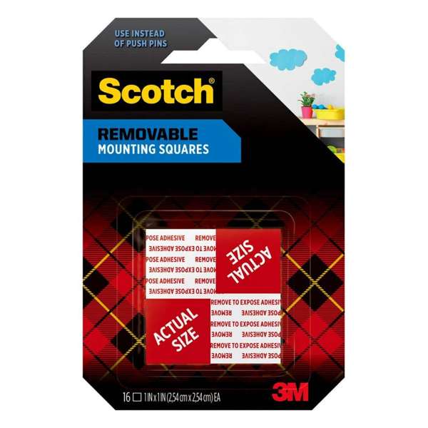 Scotch Removable Mounting Squares 25mm x 25mm - 16 Pack