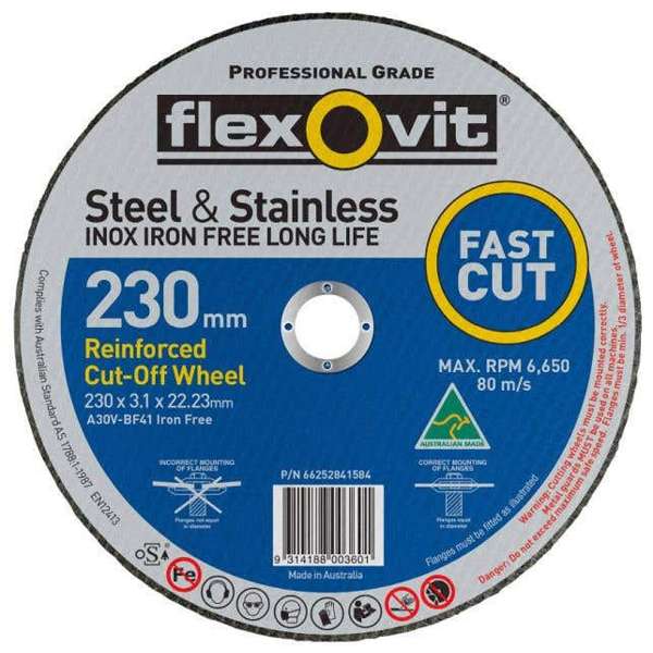 Flexovit Steel & Stainless Cut-Off Wheel 230 x 3.1 x 22mm