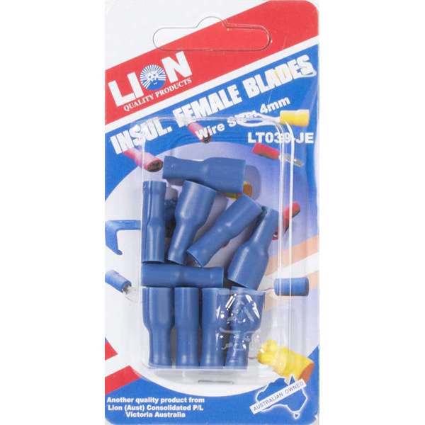 Lion Insulated Female Blade Terminals 4mm