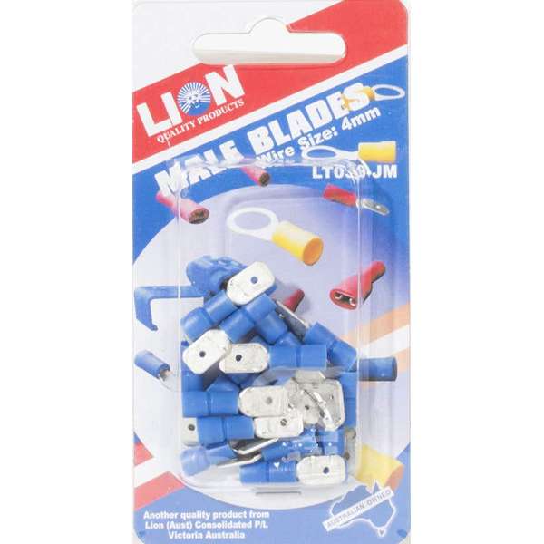 Lion Male Blade Terminals 4mm - 17 Piece