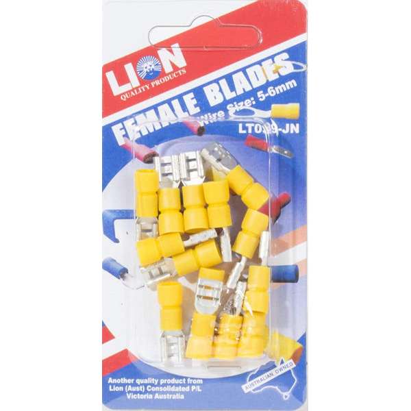 Lion Terminal Female Blade Yellow 5-6mm - 14 Piece