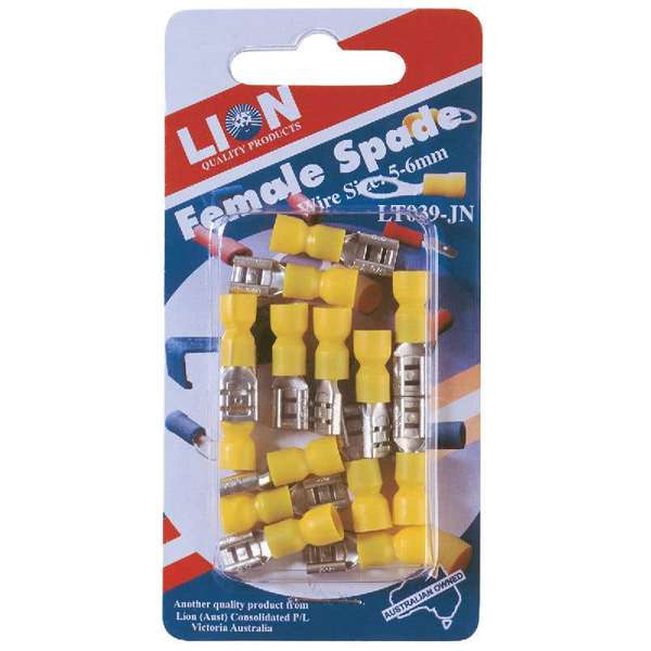 Lion Terminal Female Blade Yellow 5-6mm - 14 Piece