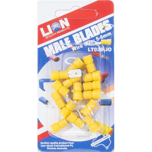 Lion Male Blade Terminals 5-6mm - 15 Pack