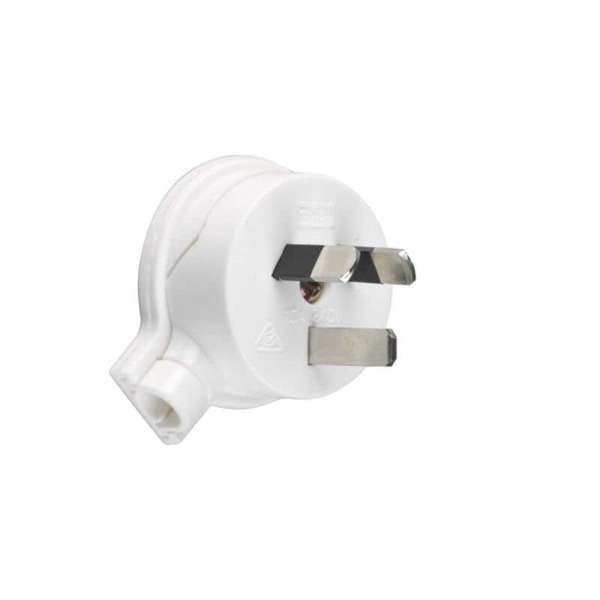 HPM PVC 10A 3 Pin Plug Top Side Entry White