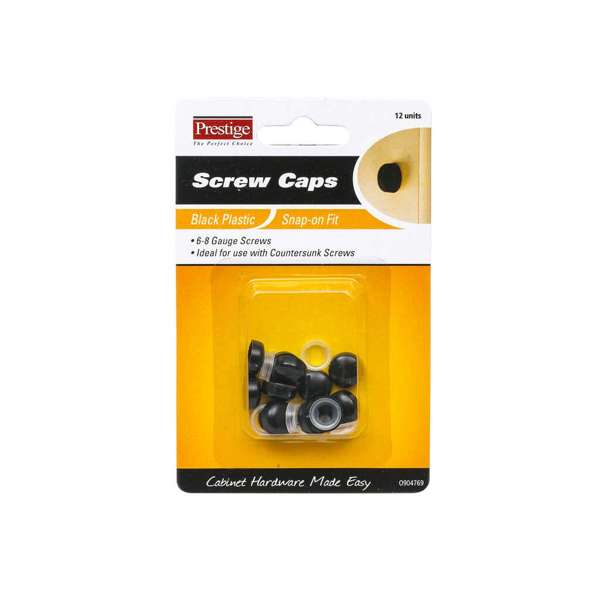 Prestige Snap-on Screw Caps Black 6 - 8g - 12 Pack