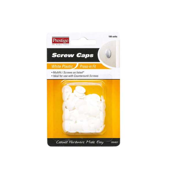 Prestige Press-in Screw Caps White - 100 Pack