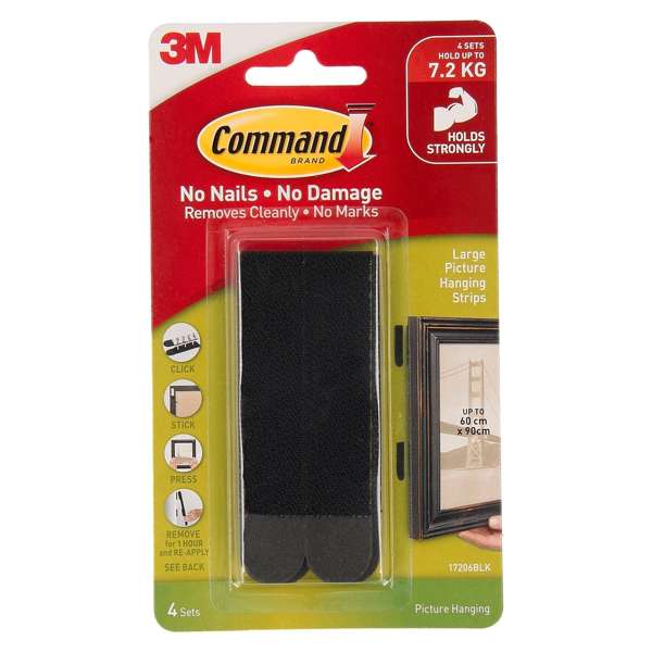 Command Picture Hanging Strips Large Black - 4 Pack