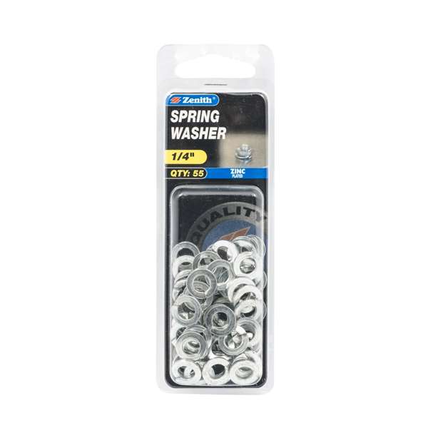 Zenith Spring Washer Zinc Plated 1/4" - 55 Pack