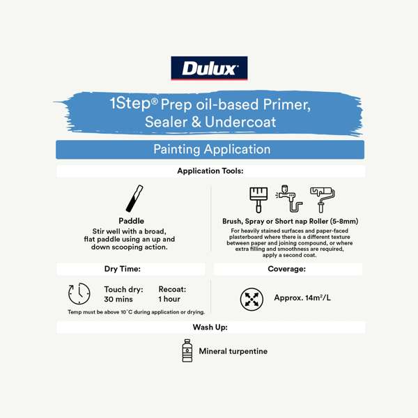 Dulux 1 Step Oilbased Primer Sealer Undercoat 10L