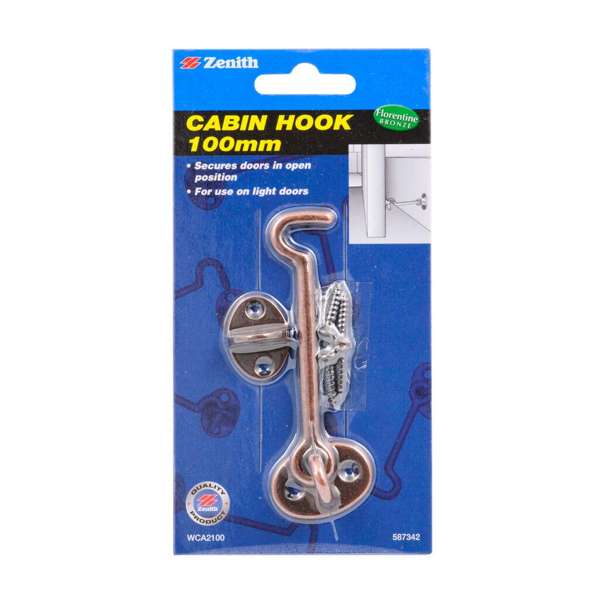 Zenith Cabin Hook Florentine Bronze 100mm