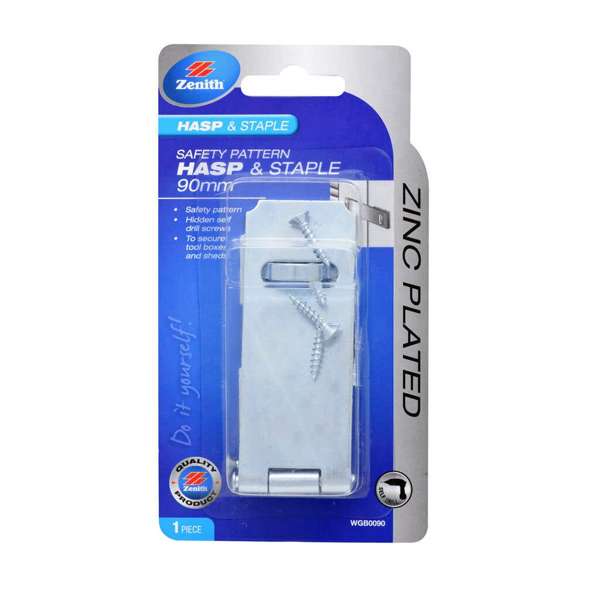 Zenith Safety Pattern Hasp & Staple Zinc Plated 90mm