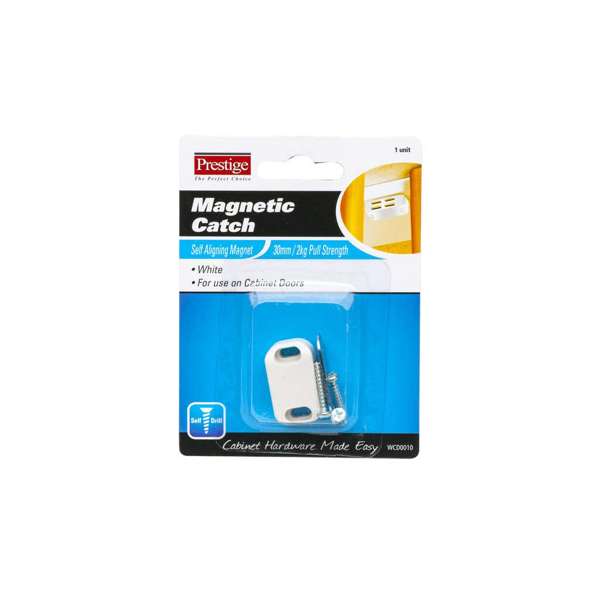 Prestige Magnetic Catch Light Duty White 30mm