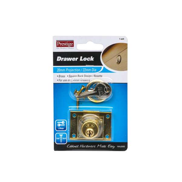 Prestige Drawer Lock Brass