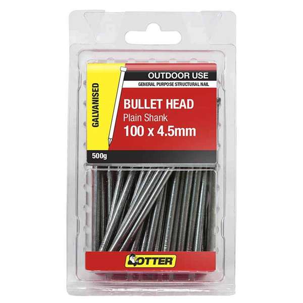 Otter Nail Bullet Head Galvanised 100 x 4.50mm (500g)