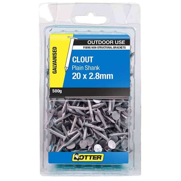 Otter Nail Clout Galvanised 20 x 2.80mm (500g)