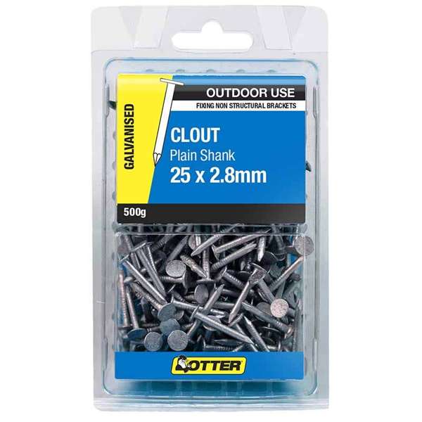 Otter Nail Clout Galvanised 25 x 2.80mm (500g)