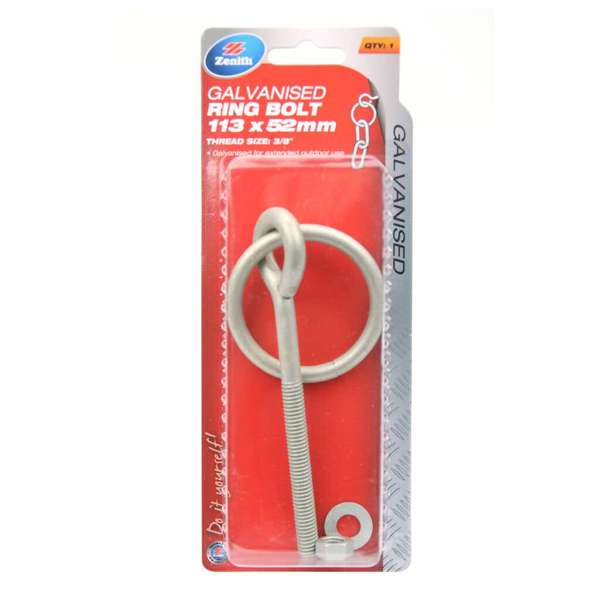 Zenith Ring Bolt Galvanised 105 x 52mm - 1 Pack