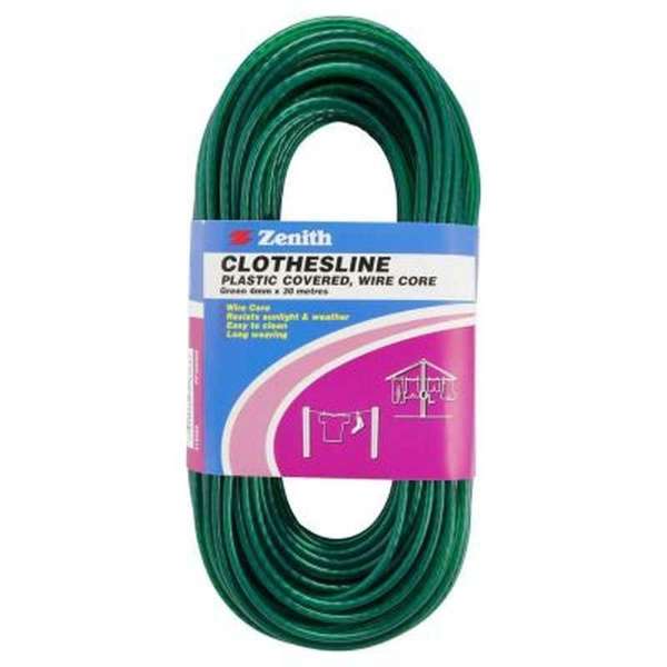 Zenith Clothesline Wire Core Green 4mm x 30m