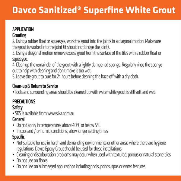 Davco Grout Sanitized Superfine White 5kg