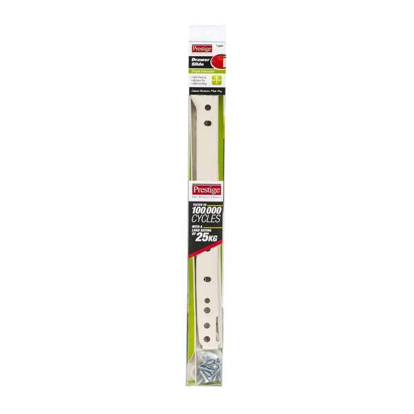 Prestige Drawer Slide Metal White 300mm - 2 Pack