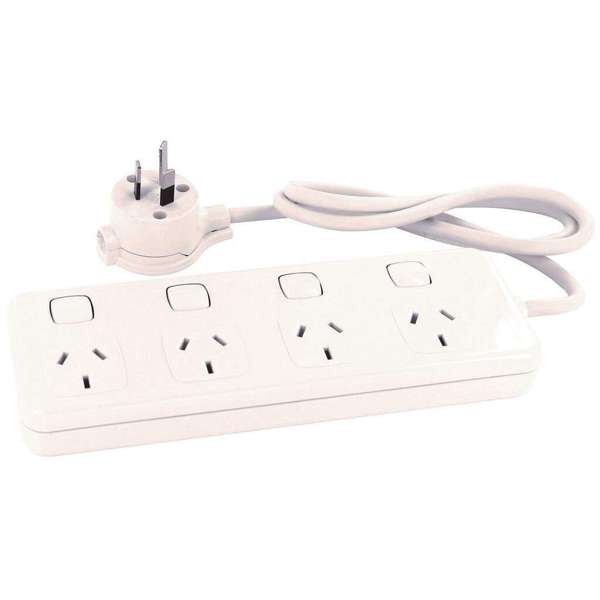 HPM General Purpose 4 Outlet Switched Powerboard White