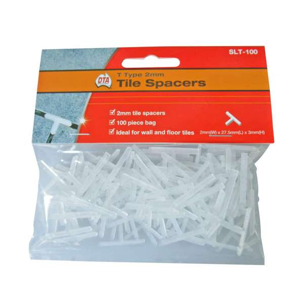 DTA T Type Tile Spacers 2mm - 100 Pack