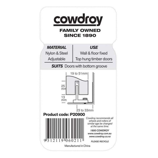 Cowdroy Nylon Adjustable Wall Mount Door Guide