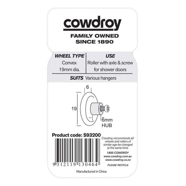 Cowdroy Convex Wheel & Screw 19mm - 2 Pack