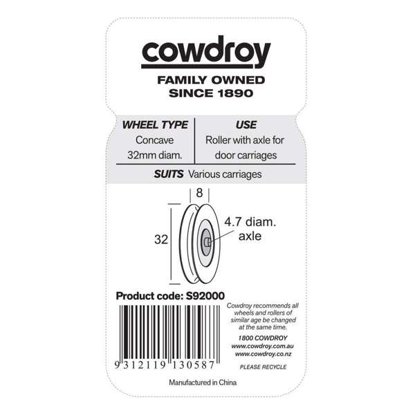 Cowdroy Concave Wheel & Axle 32mm - 2 Pack