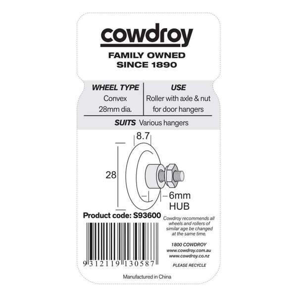 Cowdroy Convex Wheel & Nut 29mm - 2 Pack