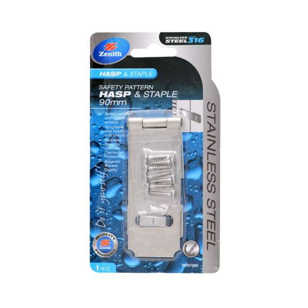 Zenith Safety Pattern Hasp & Staple Stainless Steel 90mm