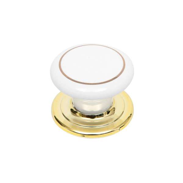 Prestige Ceramic Knob White/Gold 38mm