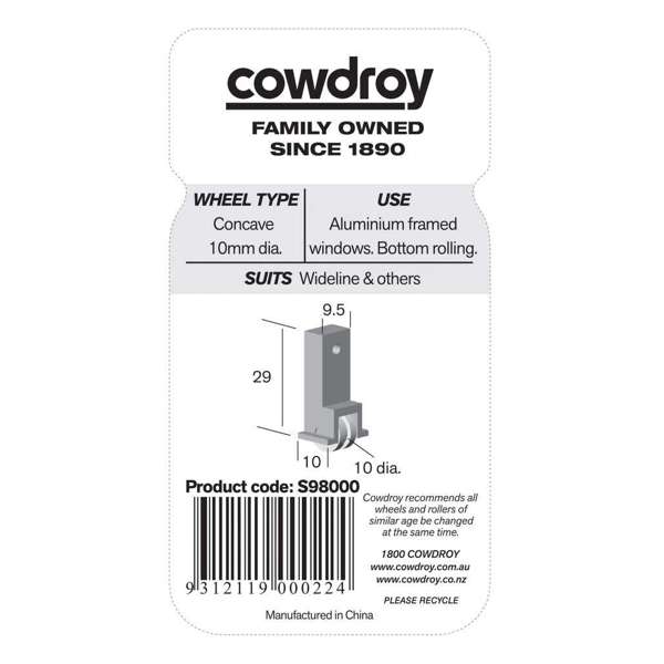 Cowdroy Sheave Concave Wheel 10mm - 2 Pack