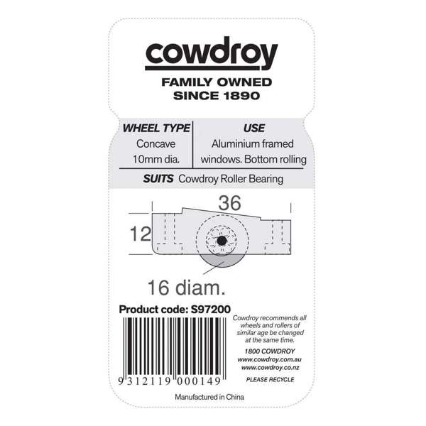 Cowdroy Sheave Concave Wheel 16mm - 2 Pack