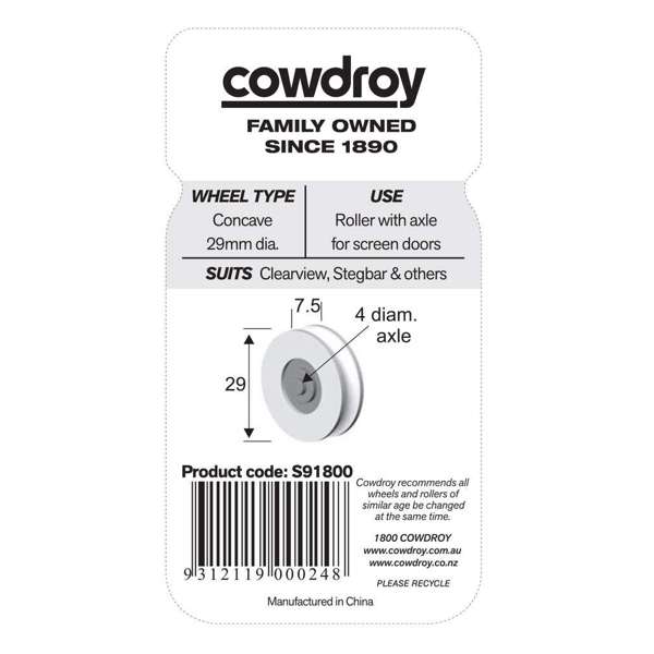 Cowdroy Concave Wheel & Axle 29mm - 2 Pack