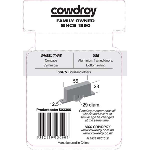 Cowdroy Sheave Concave Wheel 29mm