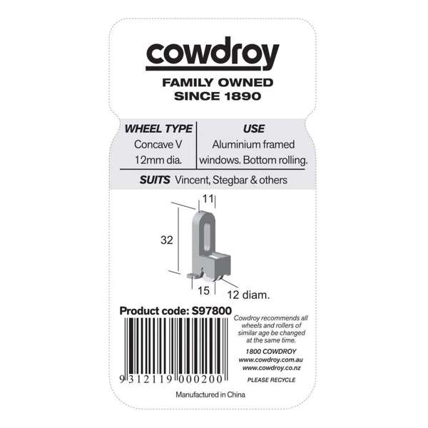 Cowdroy Sheave Concave Wheel 12mm - 2 Pack