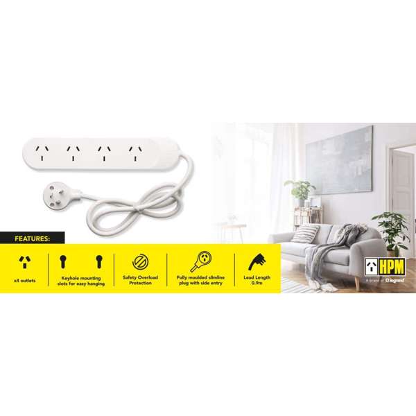 HPM Standard 4 Outlet Power Board White