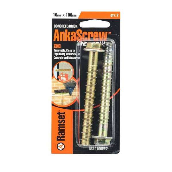 Ramset Ankascrew Zinc 10 x 100mm - 2 Pack