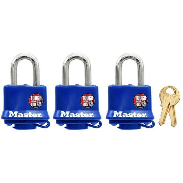 Master Lock Laminated Coated Padlock 40mm - 3 Pack