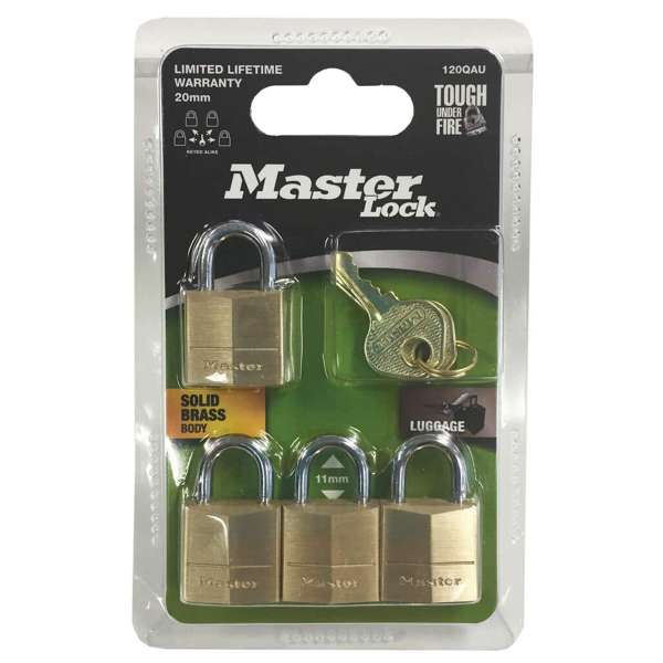 Master Lock Brass Padlock 20mm - 4 Pack