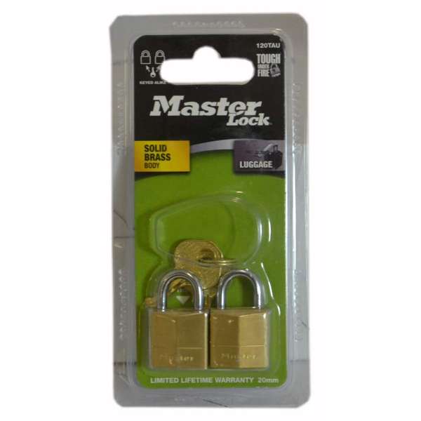 Master Lock Key Aliked Brass Padlock 19mm - 2 Pack