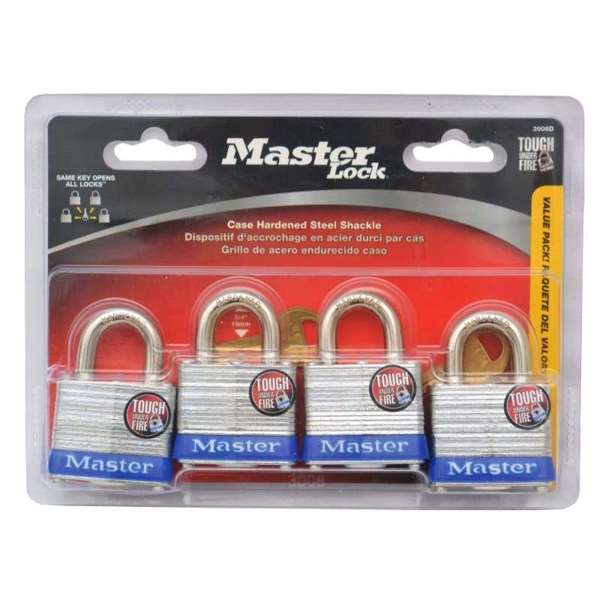 Master Lock Laminated Padlock 40mm - 4 Pack