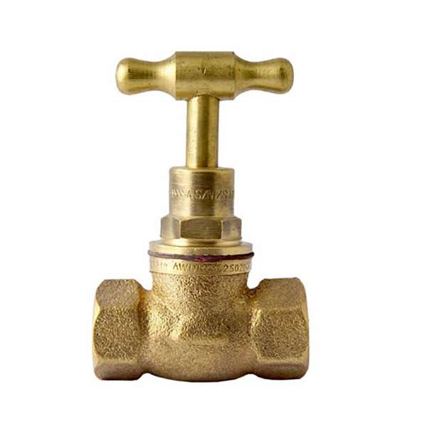 Mildon T Head Stop Cock F&F Rough Brass 1/2"