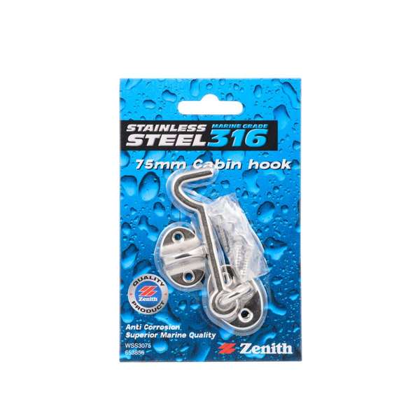 Zenith Cabin Hook Stainless Steel 75mm